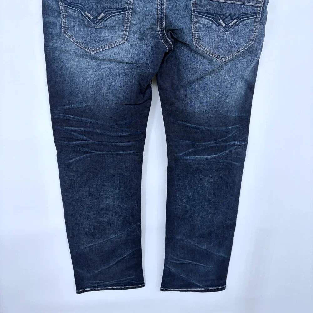 New Mens‎ Affliction Blake Blue Jeans Size 34 Distressed Style Grunge Straight